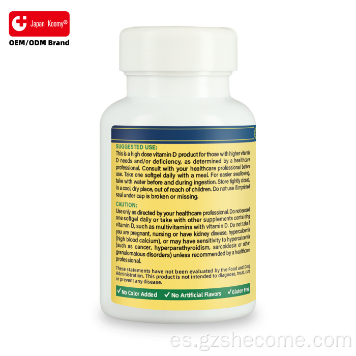 Shecome Vitamina D3 Cápsulas blandas Salud muscular inmune ósea